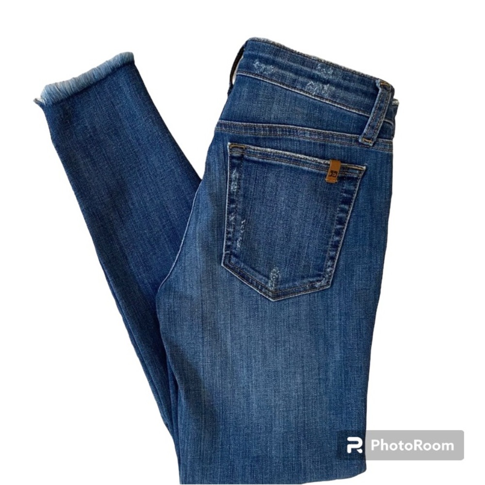 Joe’s Raw Hem Ripped Blue Denim Skinny Jeans 5 Pocket Size 26 Great Cond…